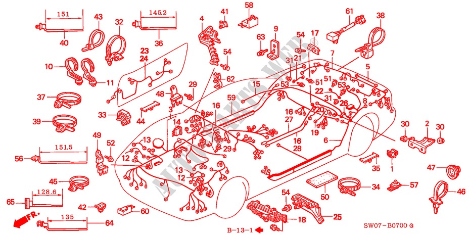 FAISCEAU DES FILS pour Honda NSX NSX-T 2 Portes 4 vitesses automatique 2000