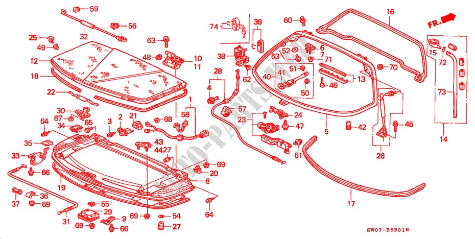HAYON ARRIERE/MOTEUR COUVERCLE DE MAINTENANCE(NSX T) pour Honda NSX NSX-T 2 Portes 4 vitesses automatique 2000