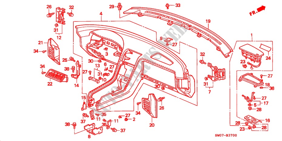 PANNEAU D'INSTRUMENT(LH) pour Honda NSX NSX-T 2 Portes 4 vitesses automatique 1997