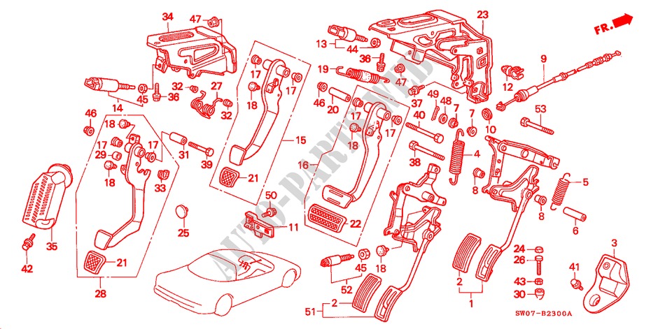PEDALE(LH) pour Honda NSX NSX-T 2 Portes 5 vitesses manuelles 1995