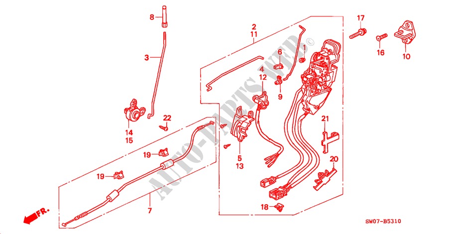 SERRURES DE PORTE AVANT pour Honda NSX NSX 2 Portes 6 vitesses manuelles 2000