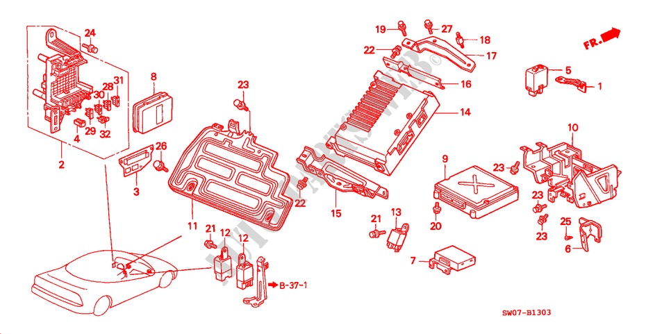 UNITE DE COMMANDE(ABS/EPS) (RH) pour Honda NSX NSX-T 2 Portes 5 vitesses manuelles 1995