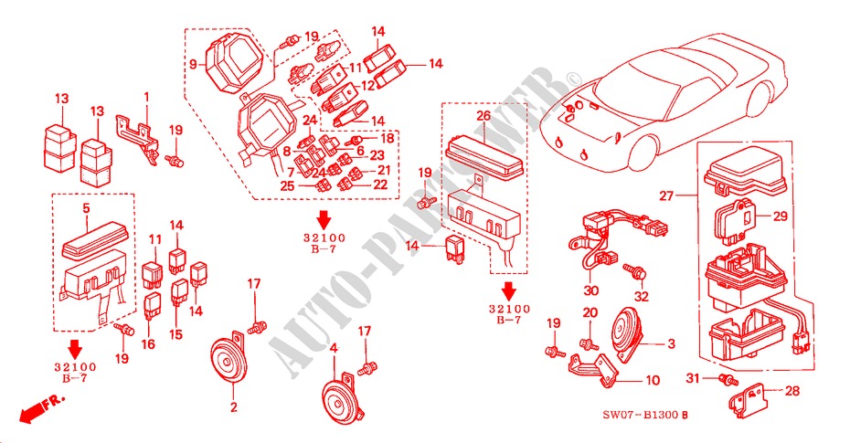 UNITE DE COMMANDE (COMPARTIMENT MOTEUR)(LH) pour Honda NSX NSX 2 Portes 6 vitesses manuelles 2000