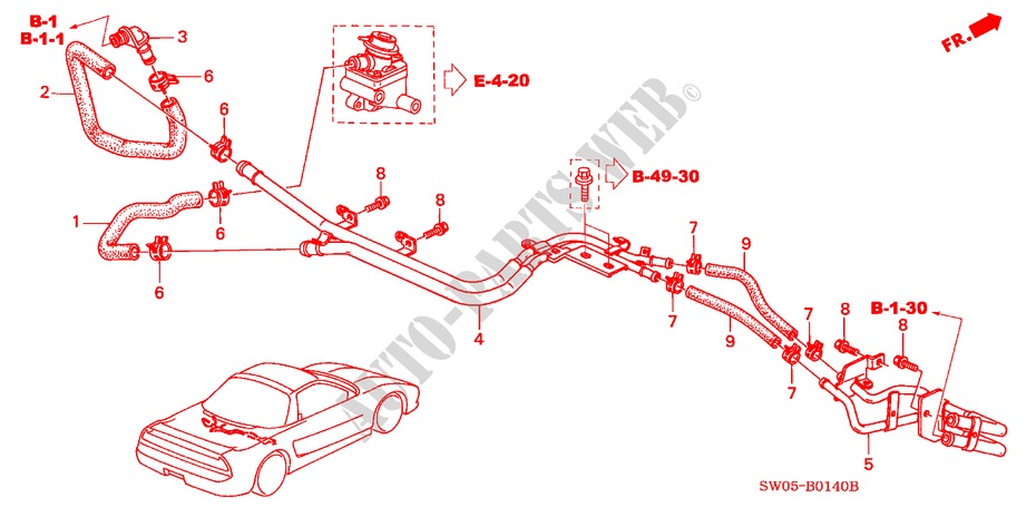 TUYAU D'AIR SECONDAIRE pour Honda NSX NSX-T 2 Portes 4 vitesses automatique 2004