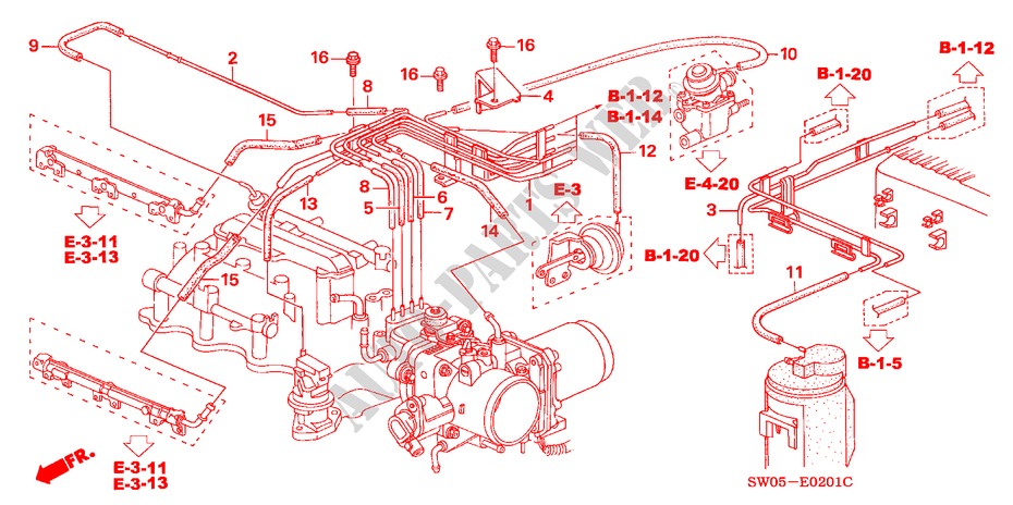 TUYAU D'INSTALLATION/TUBULURE (3.2L) pour Honda NSX NSX 2 Portes 6 vitesses manuelles 2002