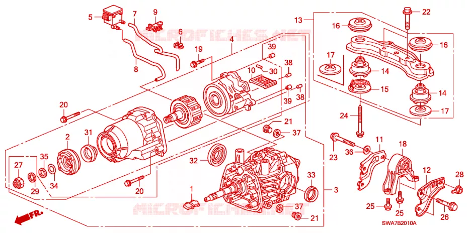 DIFFERENTIEL ARRIERE/MONTURE Honda  CRV 2007 RVI 6 vitesses manuelles 
