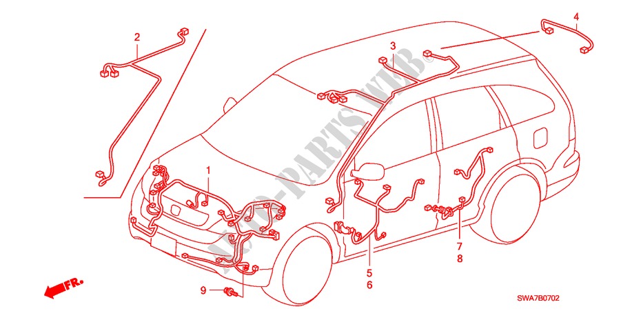 FAISCEAU DES FILS(LH)(2) pour Honda CR-V ELEGANCE/SPORT 5 Portes 5 vitesses automatique 2007