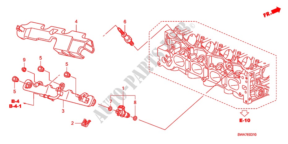 INJECTEUR DE CARBURANT(2.0L) pour Honda CR-V EX 5 Portes 5 vitesses automatique 2007
