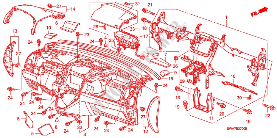 PANNEAU D'INSTRUMENT(LH) pour Honda CR-V EXECUTIVE 5 Portes 5 vitesses automatique 2008