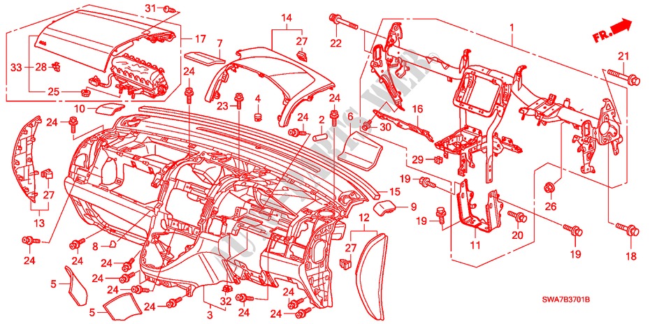 PANNEAU D'INSTRUMENT(RH) pour Honda CR-V EX 5 Portes 6 vitesses manuelles 2008
