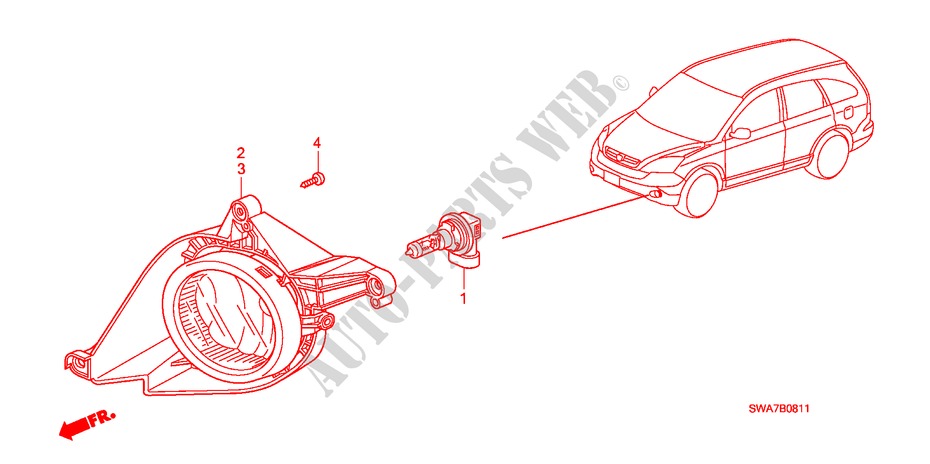 PHARE ANTIBROUILLARD(2) pour Honda CR-V DIESEL 2.2 ELEGANCE/SPORT 5 Portes 6 vitesses manuelles 2008