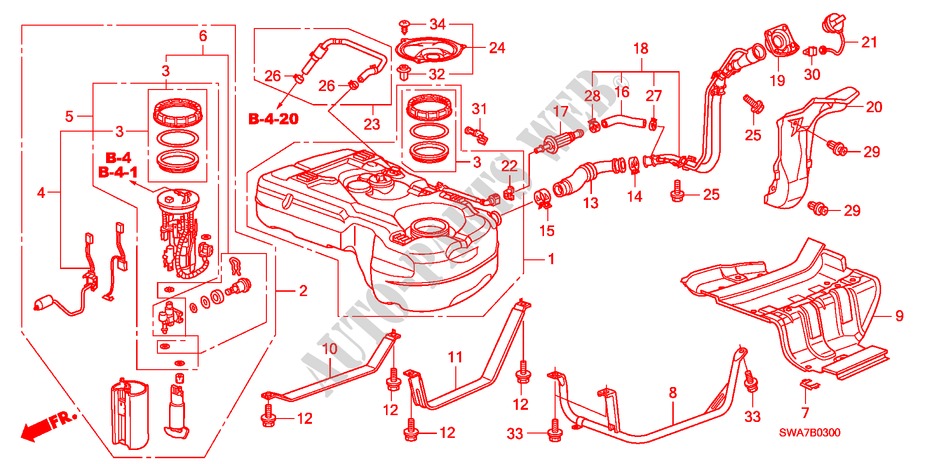 RESERVOIR A CARBURANT(2.0L) (2.4L) pour Honda CR-V COMFORT 5 Portes 6 vitesses manuelles 2007