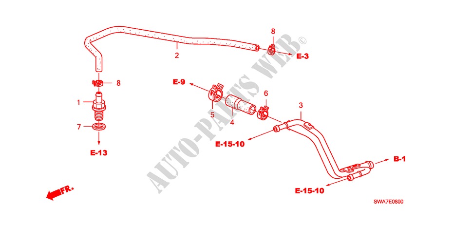 TUYAU DE RENIFLARD(2.0L) pour Honda CR-V ELEGANCE/SPORT 5 Portes 5 vitesses automatique 2007