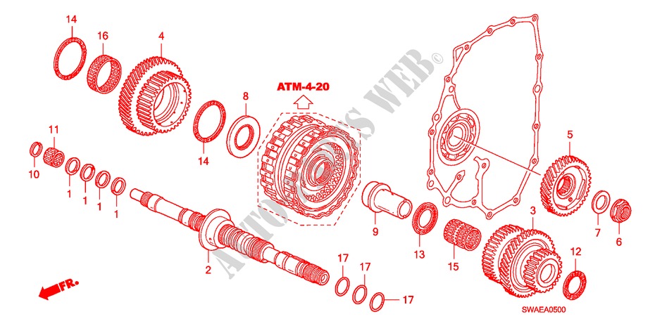ARBRE PRINCIPAL(2.0L)(2.4L) pour Honda CR-V EXECUTIVE 5 Portes 5 vitesses automatique 2009