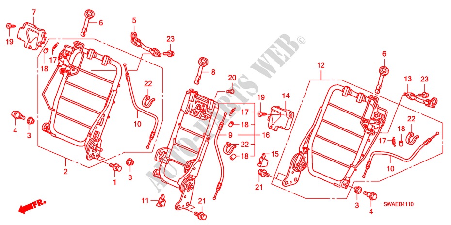 BANQUETTE ARRIERE(1) pour Honda CR-V EXECUTIVE 5 Portes 5 vitesses automatique 2009