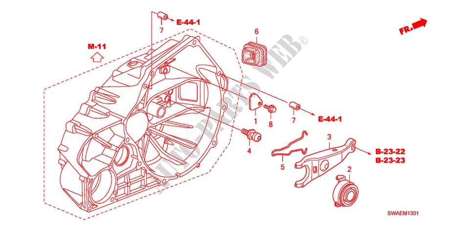 DEBRAYAGE(DIESEL)('10) pour Honda CR-V DIESEL 2.2 COMFORT 5 Portes 6 vitesses manuelles 2010