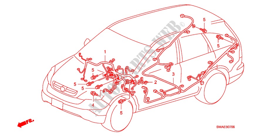 FAISCEAU DES FILS(LH)(4) pour Honda CR-V EXECUTIVE 5 Portes 5 vitesses automatique 2009