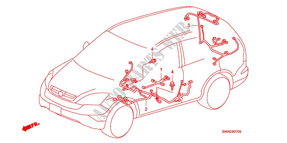 FAISCEAU DES FILS(RH)(3) pour Honda CR-V DIESEL 2.2 SE 5 Portes 6 vitesses manuelles 2009