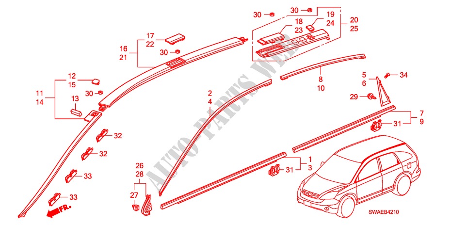 MOULAGE pour Honda CR-V EX/ADVANCED 5 Portes 5 vitesses automatique 2010