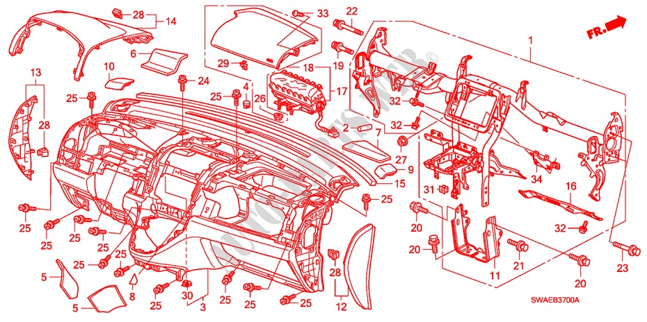 PANNEAU D'INSTRUMENT(LH) pour Honda CR-V EXECUTIVE 5 Portes 5 vitesses automatique 2009