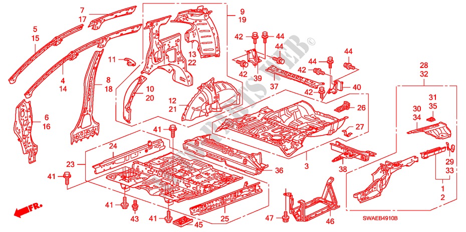 PLANCHER/PANNEAUX INTERIEURS pour Honda CR-V EXECUTIVE 5 Portes 5 vitesses automatique 2009