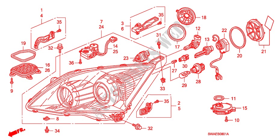 PROJECTEUR(AFS) pour Honda CR-V DIESEL 2.2 EX/ADVANCED 5 Portes 5 vitesses automatique 2010