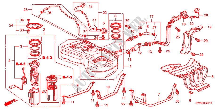 RESERVOIR A CARBURANT(DIESEL) pour Honda CR-V DIESEL 2.2 COMFORT 5 Portes 6 vitesses manuelles 2010
