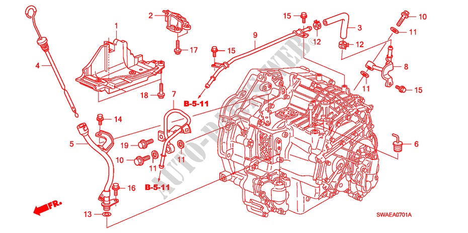 TUYAU ATF(2.4L) pour Honda CR-V EXECUTIVE 5 Portes 5 vitesses automatique 2009