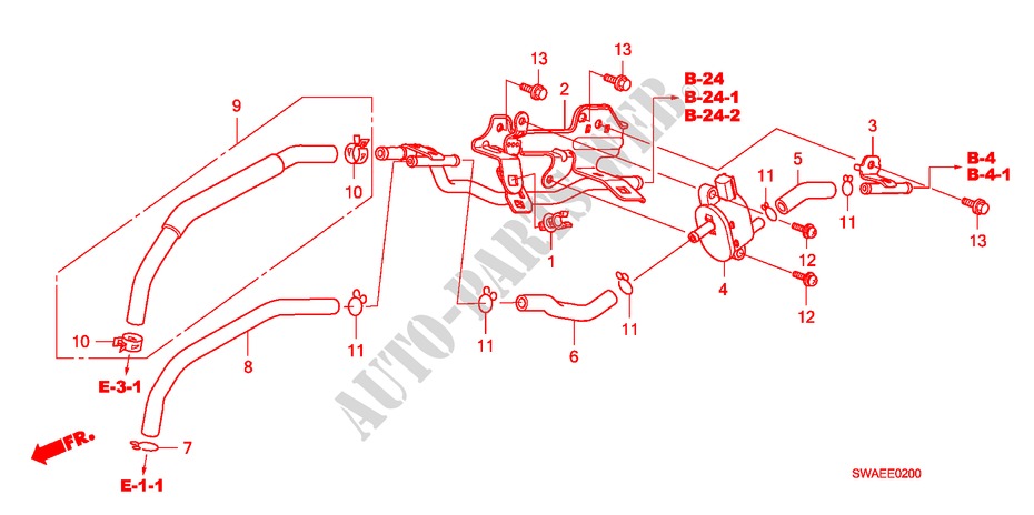 TUYAU D'INSTALLATION/TUBULURE(2.4L) pour Honda CR-V EXECUTIVE 5 Portes 5 vitesses automatique 2009