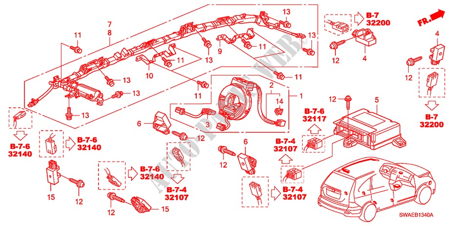 UNITE SRS(LH) pour Honda CR-V EXECUTIVE 5 Portes 5 vitesses automatique 2009