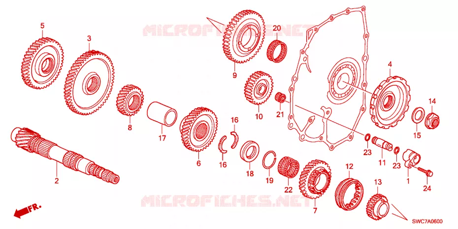 ARBRE DE RENVOI(2.0L)(2.4L) Honda  CRV 2011 RVI 5 vitesses automatique 