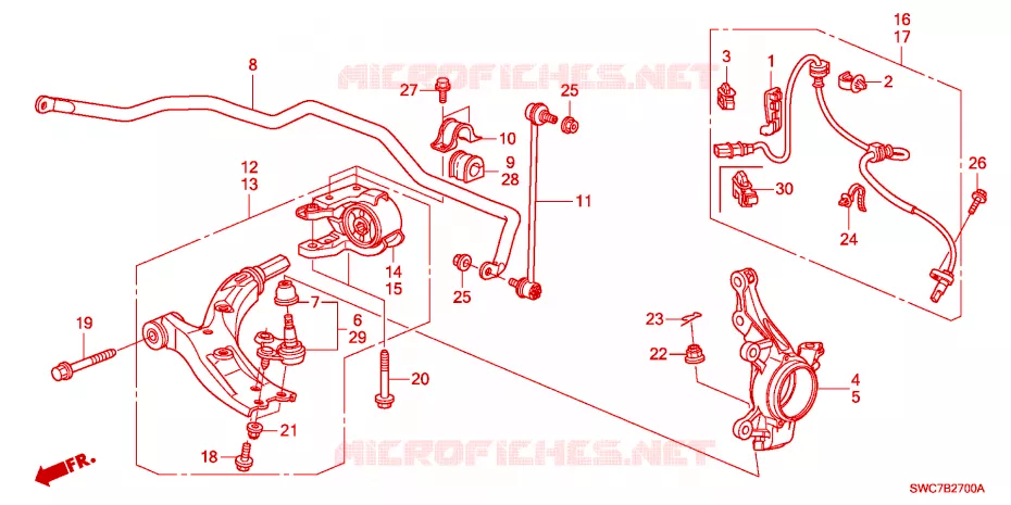 ARTICULATION AVANT Honda  CRV DIESEL 2011 2.2 SE RUNOUT 5 vitesses automatique 
