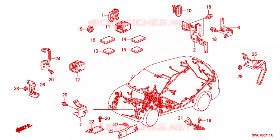 ATTACHE DE FAISCEAU/SUPPORT(LH)(2) Honda  CRV 2011 COMFORT RUNOUT 6 vitesses manuelles 