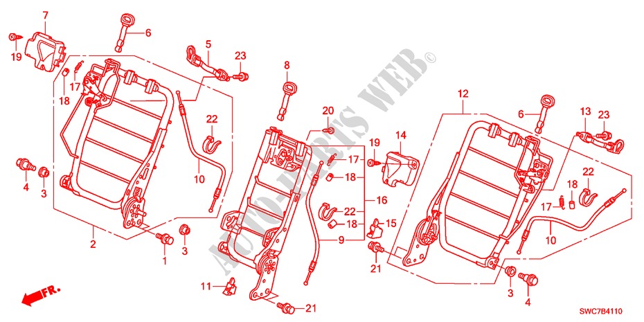 BANQUETTE ARRIERE(1) pour Honda CR-V EXECUTIVE 5 Portes 6 vitesses manuelles 2011