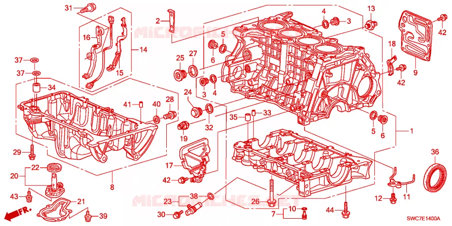 BLOC-CYLINDRES/CARTER D'HUILE(2.0L) Honda  CRV 2011 SE RUNOUT 5 vitesses automatique 