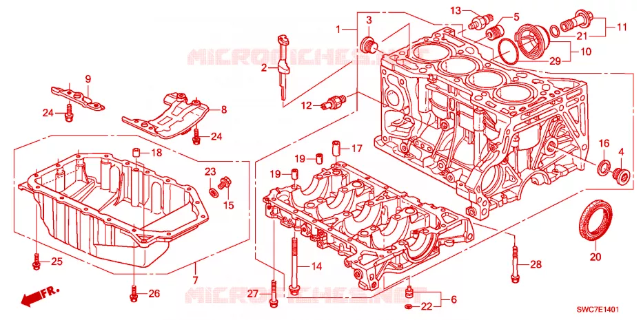 BLOC-CYLINDRES/CARTER D'HUILE(2.4L) Honda  CRV 2011 RVI 6 vitesses manuelles 