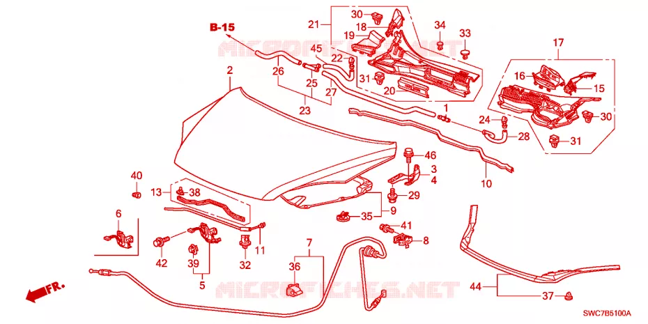 CAPOT MOTEUR(LH) Honda  CRV 2011 RVI 5 vitesses automatique 