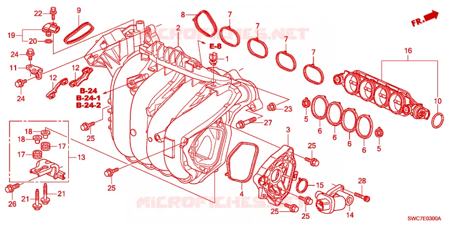 COLLECTEUR D'ADMISSION(2.0L) Honda  CRV 2011 SE RUNOUT 6 vitesses manuelles 