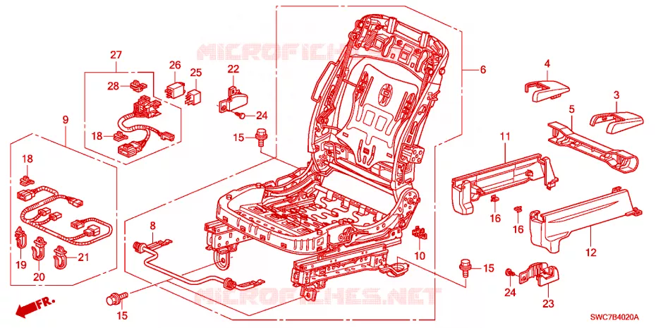 COMP. DE SIEGE AV.(D.) Honda  CRV DIESEL 2011 2.2 SE RUNOUT 6 vitesses manuelles 