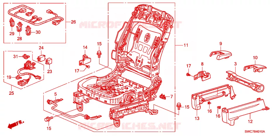 COMP. DE SIEGE AV.(G.) Honda  CRV DIESEL 2011 2.2 COMFORT RUNOUT 5 vitesses automatique 