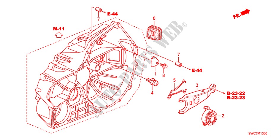DEBRAYAGE(DIESEL) pour Honda CR-V DIESEL 2.2 ELEGANCE 5 Portes 6 vitesses manuelles 2011