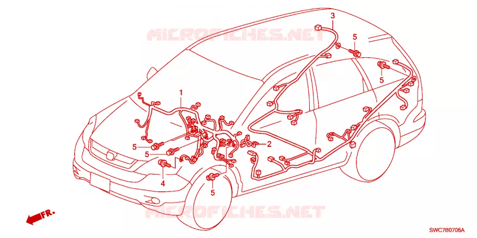 FAISCEAU DES FILS(LH)(4) Honda  CRV 2011 COMFORT RUNOUT 5 vitesses automatique 
