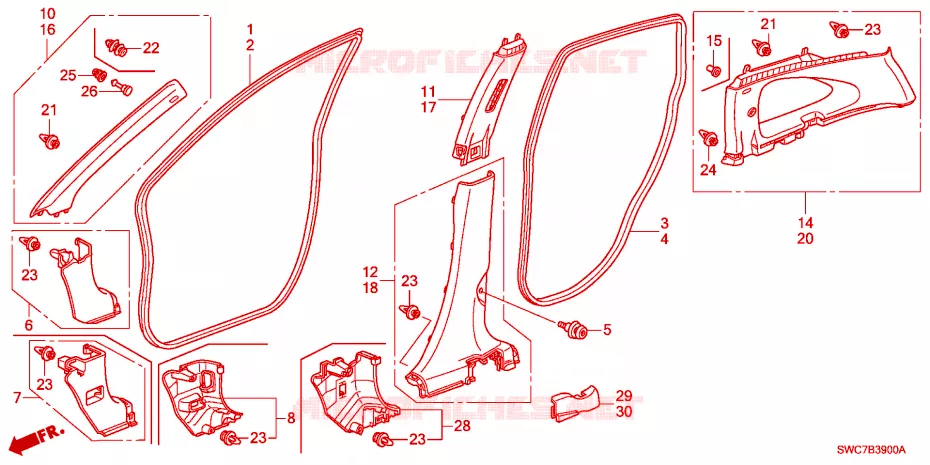 GARNITURE DE MONTANT Honda  CRV 2011 COMFORT RUNOUT LPG 6 vitesses manuelles 