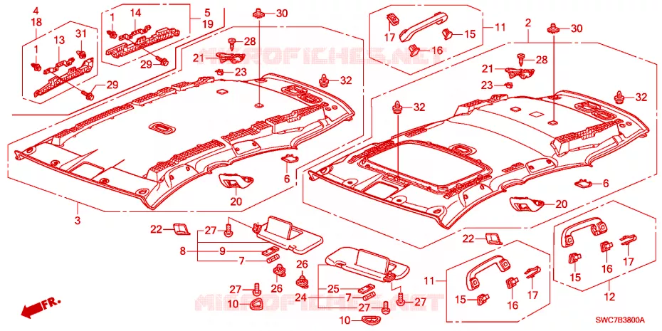 GARNITURE DE PLAFOND(1) Honda  CRV 2011 ELEGANCE RUNOUTLPG 6 vitesses manuelles 