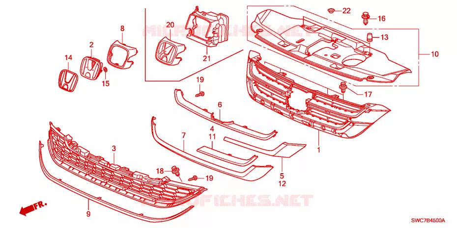 GRILLE AVANT Honda  CRV 2011 RVI 5 vitesses automatique 