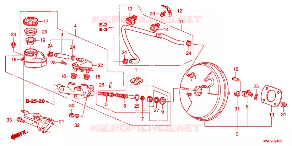 MAITRE-CYLINDRE DE FREIN/ALIMENTATION PRINCIPALE(LH)(2) Honda  CRV 2011 RVSI 6 vitesses manuelles 
