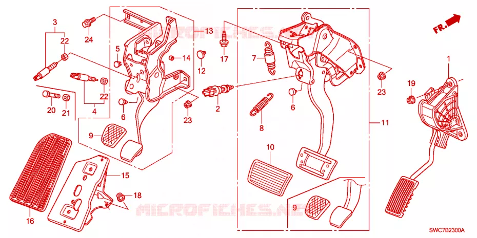 PEDALE(LH) Honda  CRV 2011 COMFORT RUNOUT 6 vitesses manuelles 