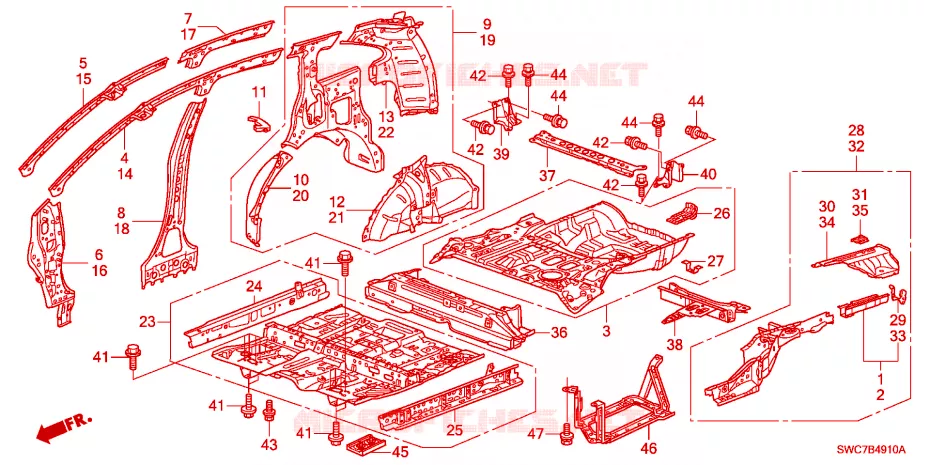 PLANCHER/PANNEAUX INTERIEURS Honda  CRV 2011 COMFORT RUNOUT 6 vitesses manuelles 
