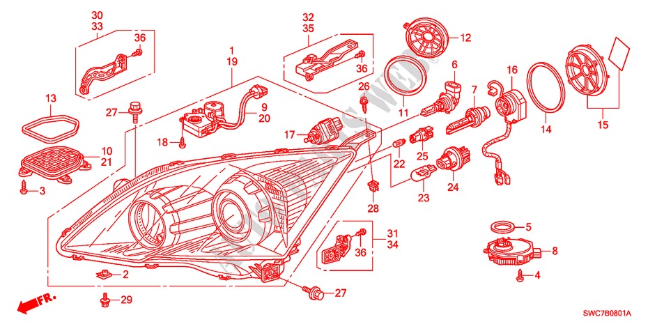 PROJECTEUR(AFS) pour Honda CR-V DIESEL 2.2 ELEGANCE 5 Portes 5 vitesses automatique 2011