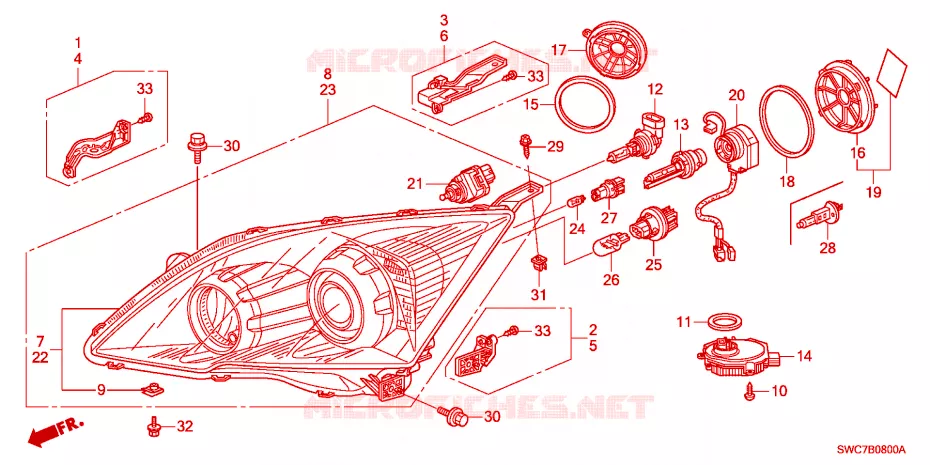 PROJECTEUR Honda  CRV 2011 RVI 6 vitesses manuelles 